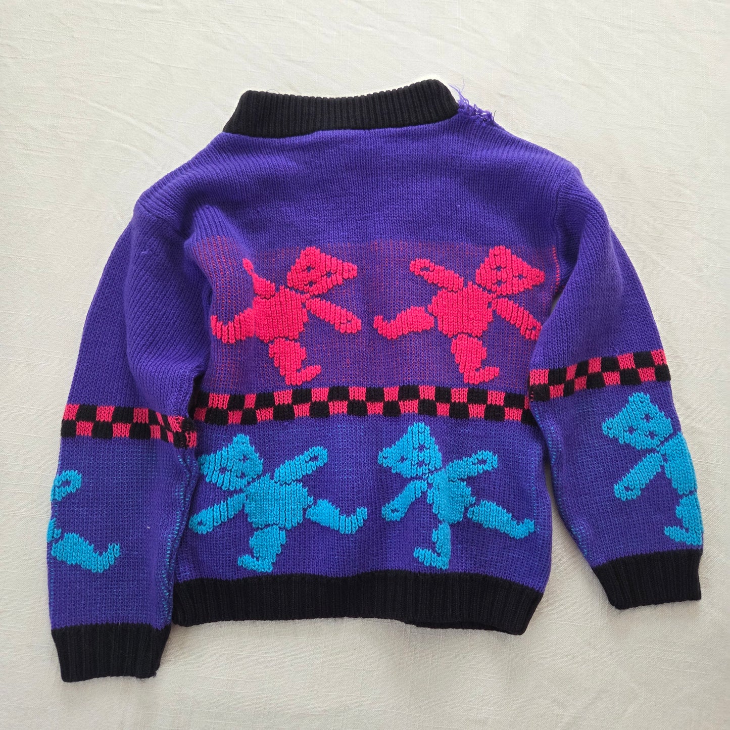 80s/90s Vintage Colorful Bear Knit Sweater 4t *flaw
