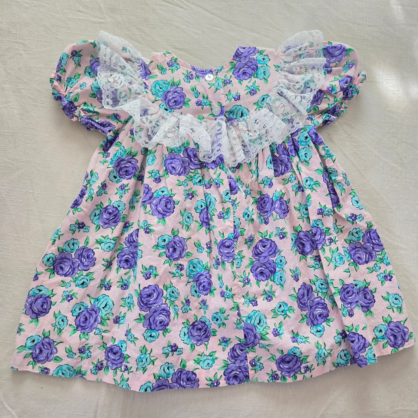 90s Vintage Purple Floral Cotton Dress 2t