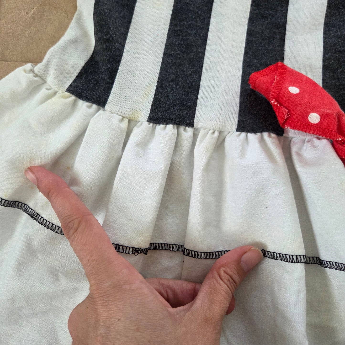 80s Vintage Striped Ruffled Dress 2t/3t