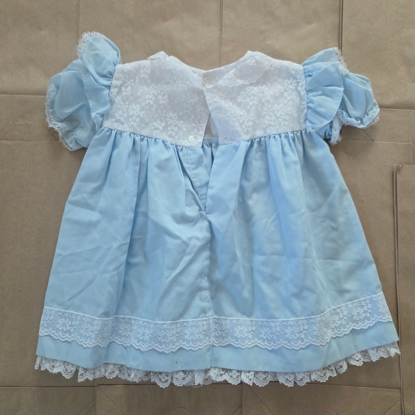 80s Vintage Blue Frilly Dress 12-18 months