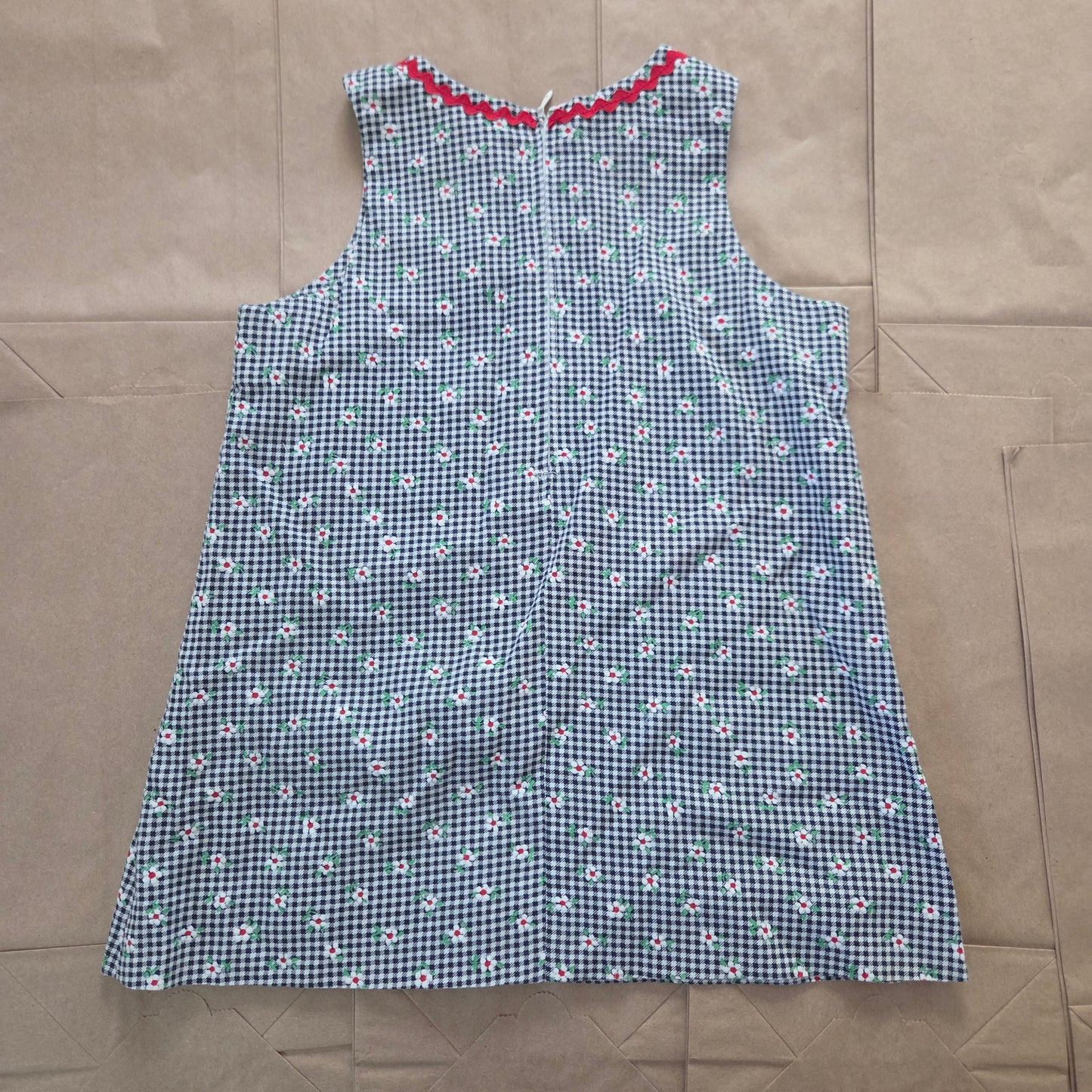 90s Vintage Floral Gingham Dress 3t