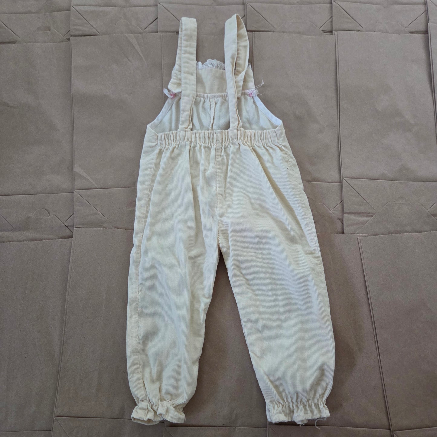 80s Vintage Cream Overalls 18-24 months