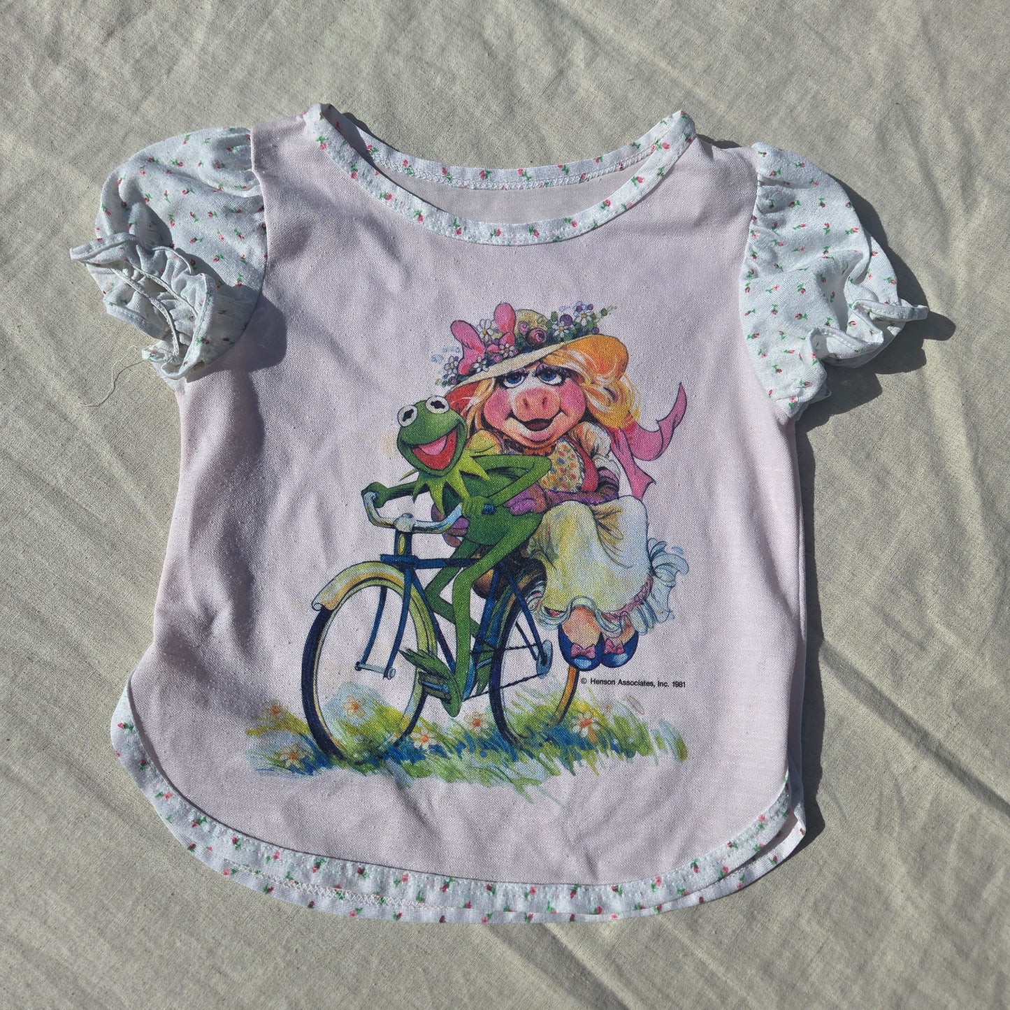 80s Vintage Kermit & Miss Piggy PJ Top 3t