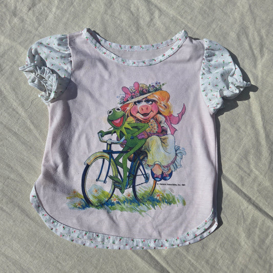 80s Vintage Kermit & Miss Piggy PJ Top 3t