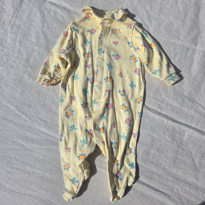 90s Vintage Turtles + Fish Yellow PJs 3 months