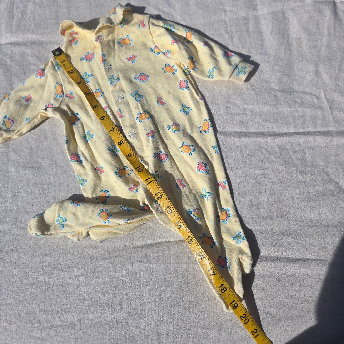 90s Vintage Turtles + Fish Yellow PJs 3 months
