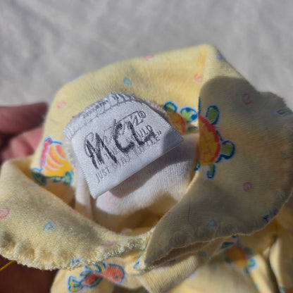 90s Vintage Turtles + Fish Yellow PJs 3 months