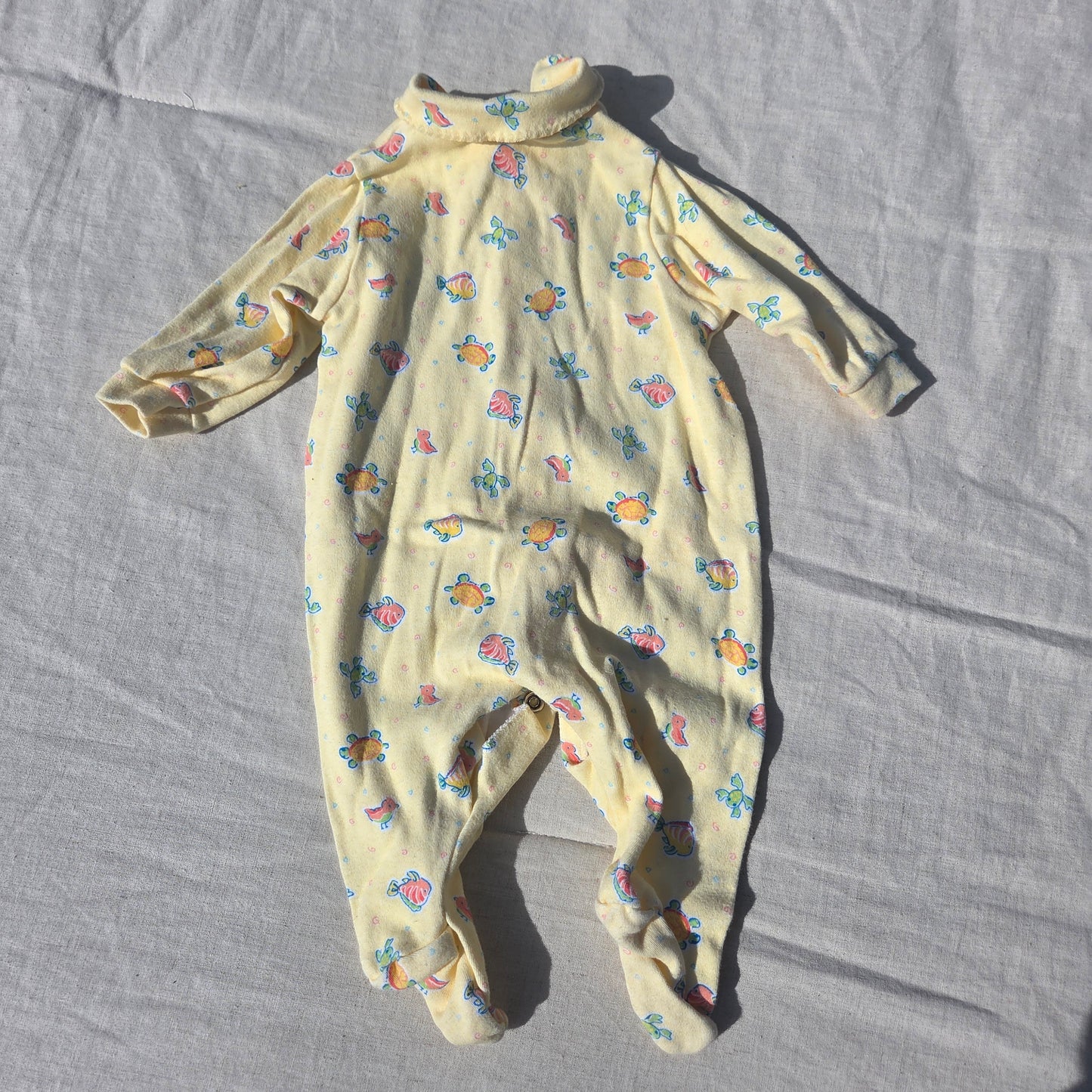 90s Vintage Turtles + Fish Yellow PJs 3 months
