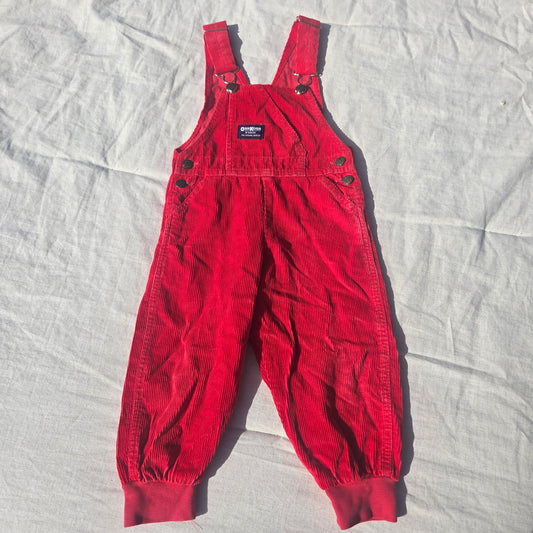 90s Oshkosh Red Cord Jogger Overalls 3t/4t