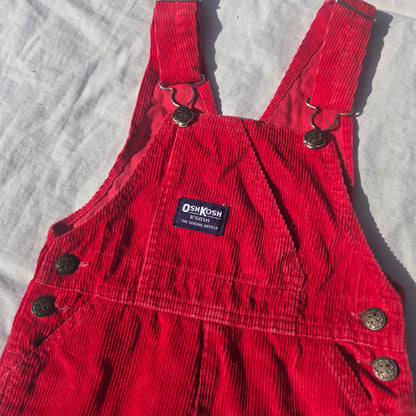90s Oshkosh Red Cord Jogger Overalls 3t/4t