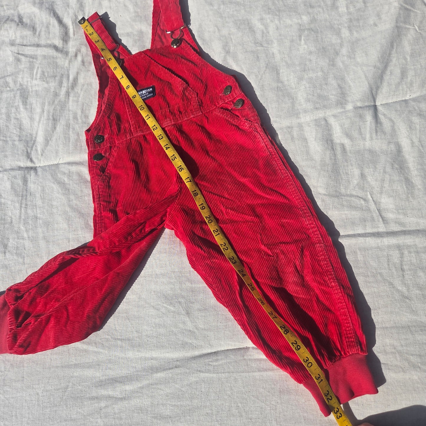 90s Oshkosh Red Cord Jogger Overalls 3t/4t