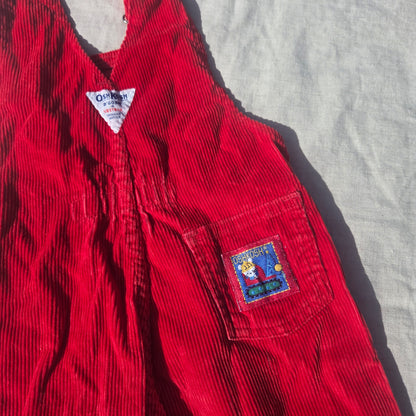 90s Oshkosh Red Cord Jogger Overalls 3t/4t