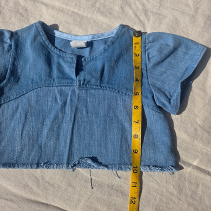 90s Vintage Denim Cropped Shirt 3t/4t
