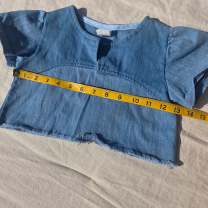 90s Vintage Denim Cropped Shirt 3t/4t