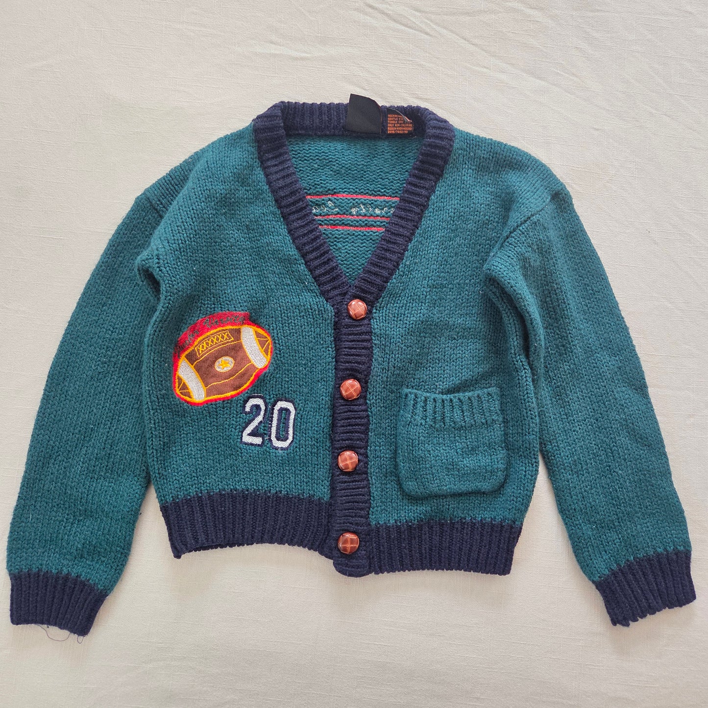 90s Vintage Football Knit Cardigan kids 6