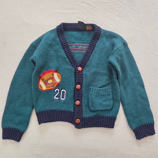 90s Vintage Football Knit Cardigan kids 6