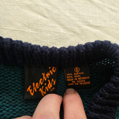 90s Vintage Football Knit Cardigan kids 6