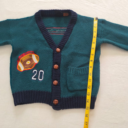 90s Vintage Football Knit Cardigan kids 6