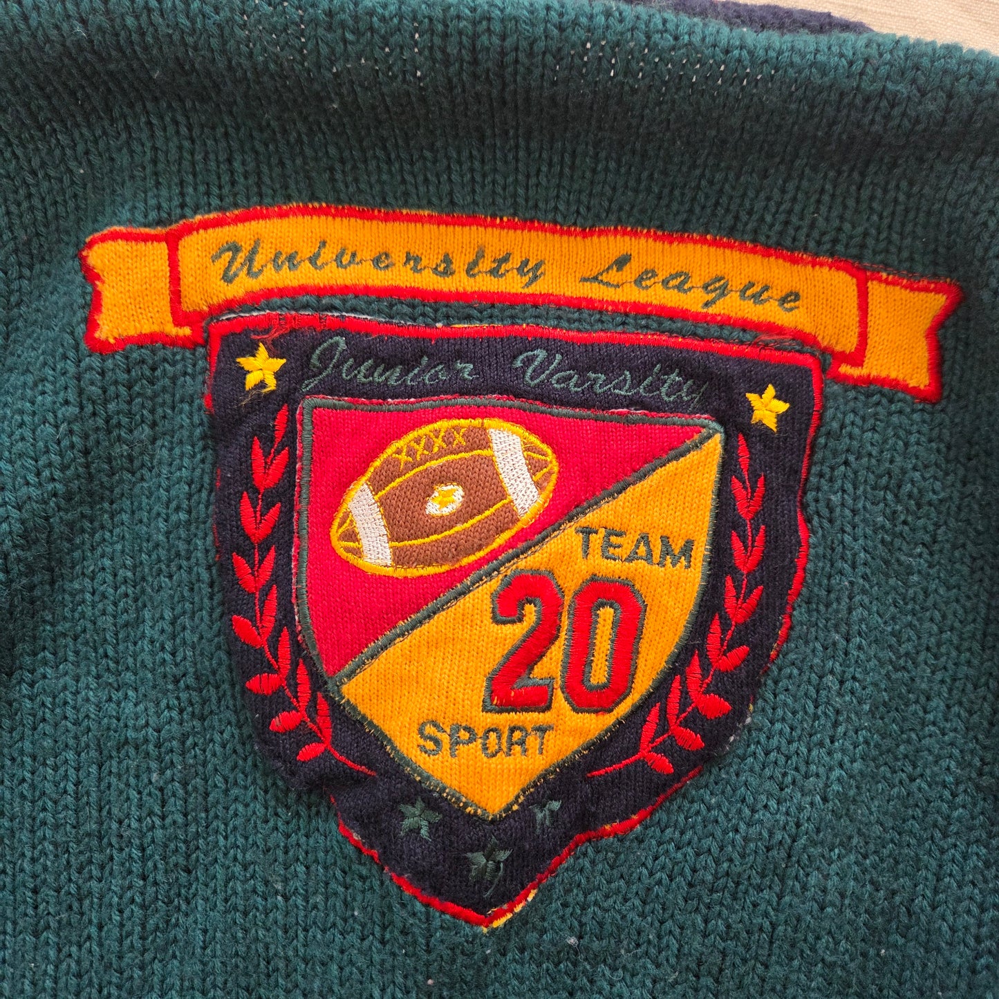 90s Vintage Football Knit Cardigan kids 6