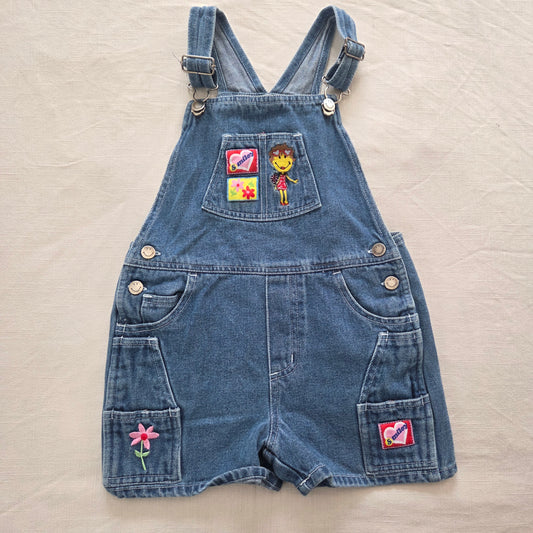 00s Vintage Smiley Denim Shortalls 5t/6