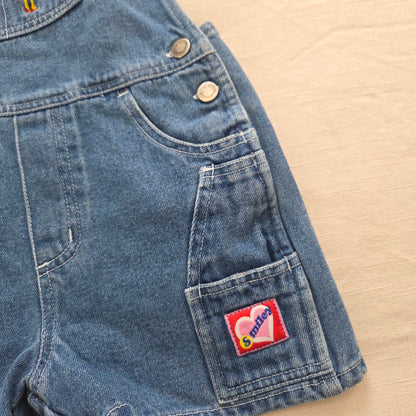 00s Vintage Smiley Denim Shortalls 5t/6