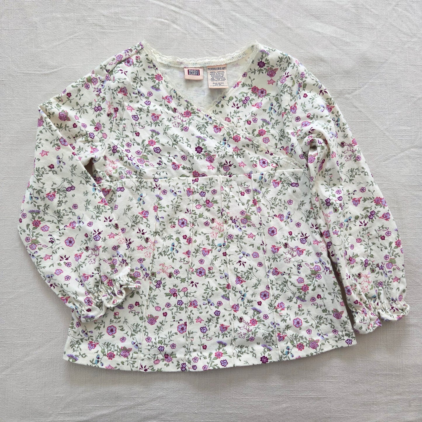 00s Vintage Floral Long Sleeve Top 4t