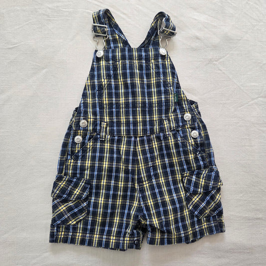 00s Vintage Plaid Cotton Shortalls 6-9 months