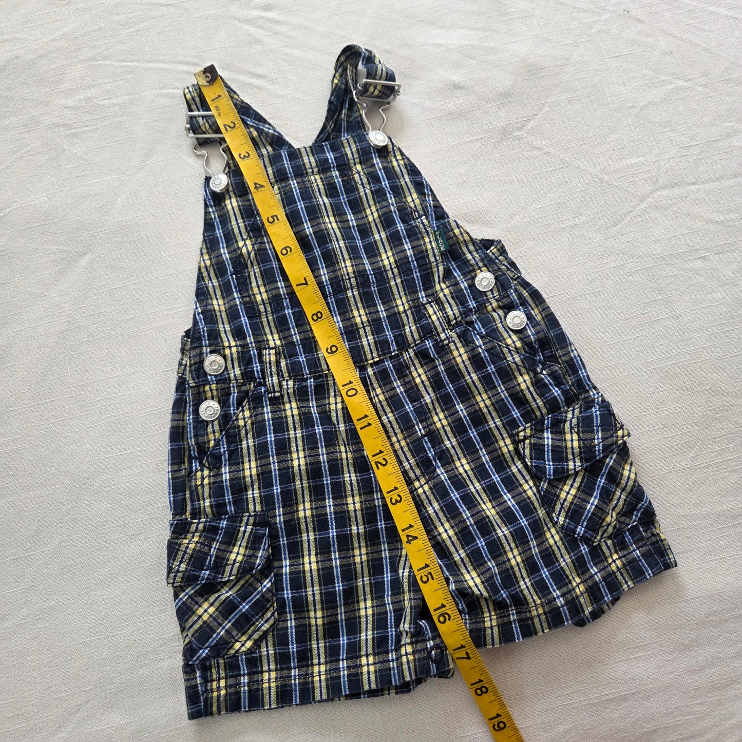 00s Vintage Plaid Cotton Shortalls 6-9 months