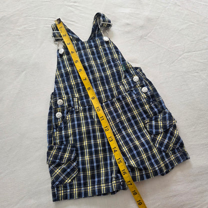 00s Vintage Plaid Cotton Shortalls 6-9 months