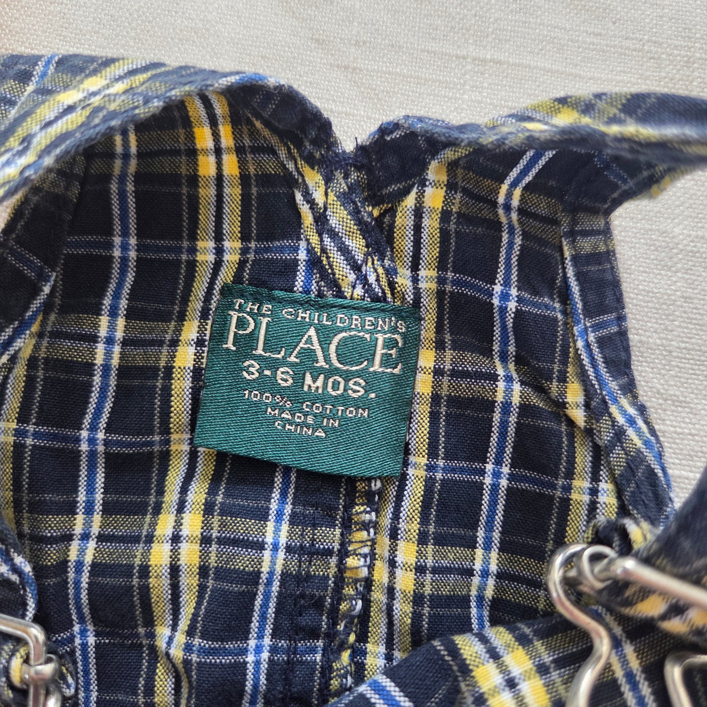 00s Vintage Plaid Cotton Shortalls 6-9 months