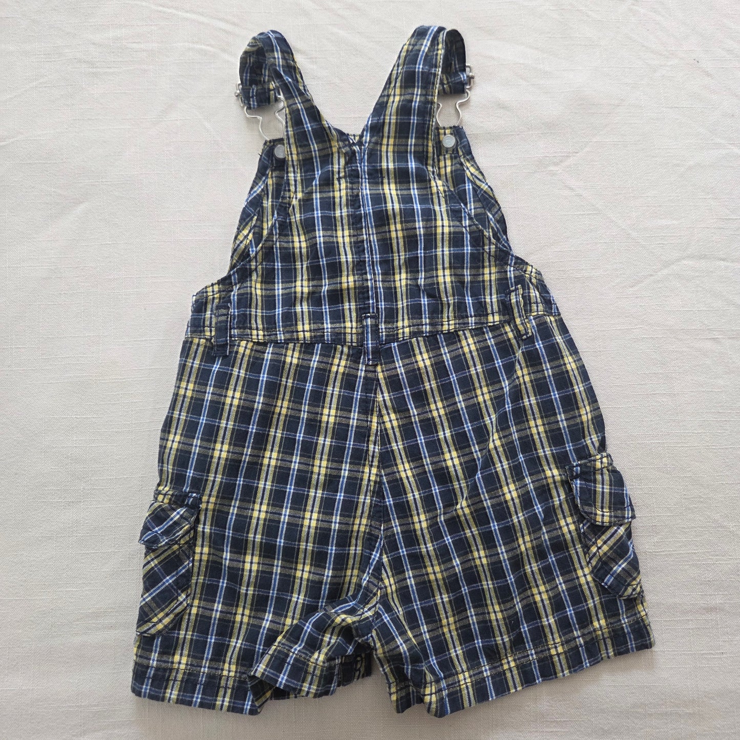 00s Vintage Plaid Cotton Shortalls 6-9 months