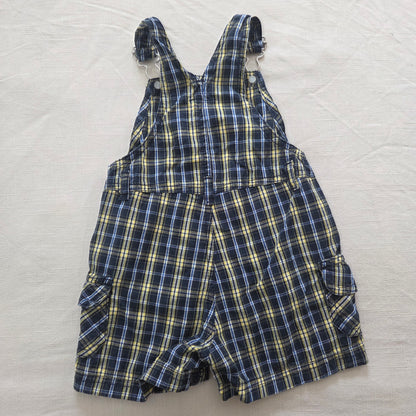00s Vintage Plaid Cotton Shortalls 6-9 months
