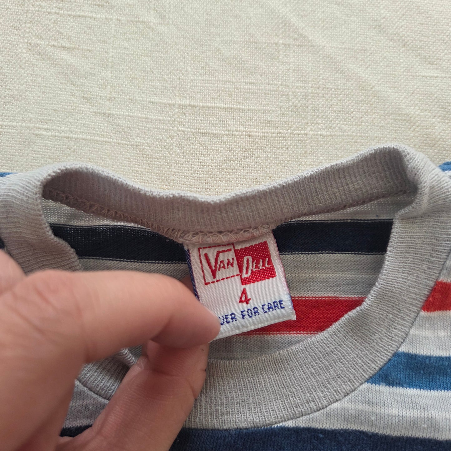 80s Vintage Van Dell Striped Tee 3t *flaw
