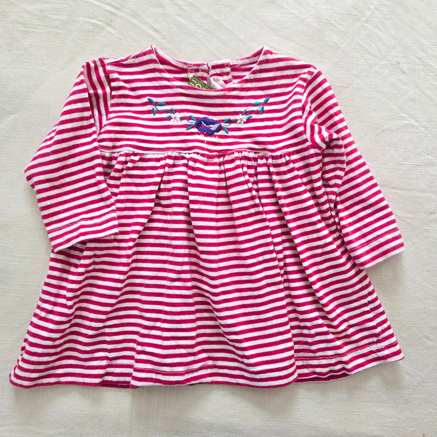 00s Vintage ESPRIT Pink Striped Dress 12 months
