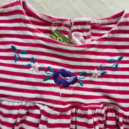 00s Vintage ESPRIT Pink Striped Dress 12 months