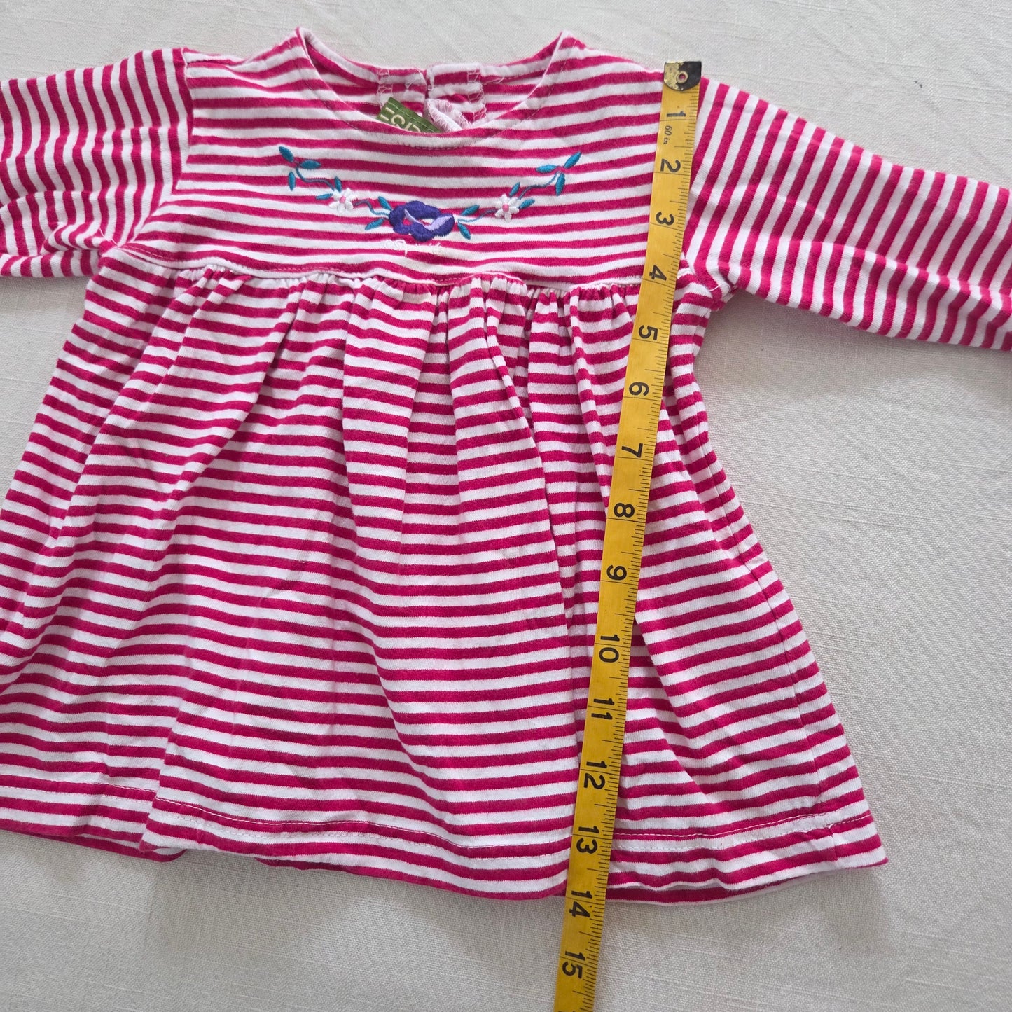 00s Vintage ESPRIT Pink Striped Dress 12 months