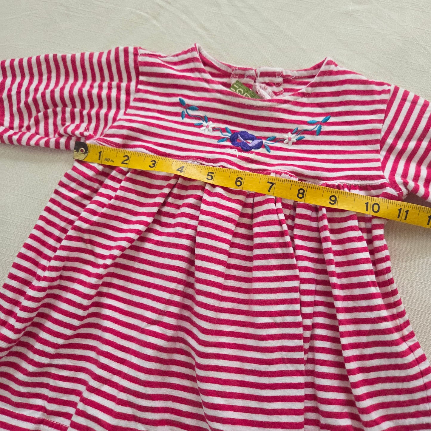00s Vintage ESPRIT Pink Striped Dress 12 months