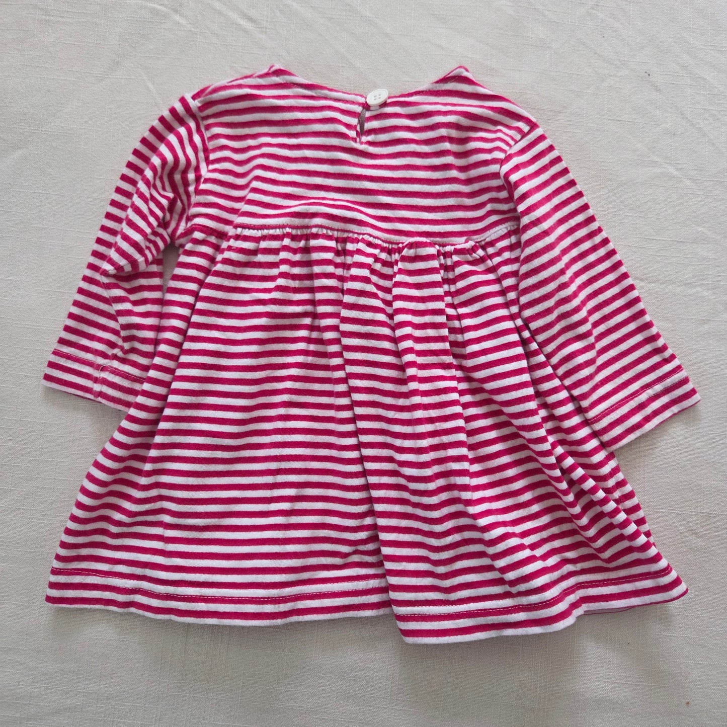 00s Vintage ESPRIT Pink Striped Dress 12 months
