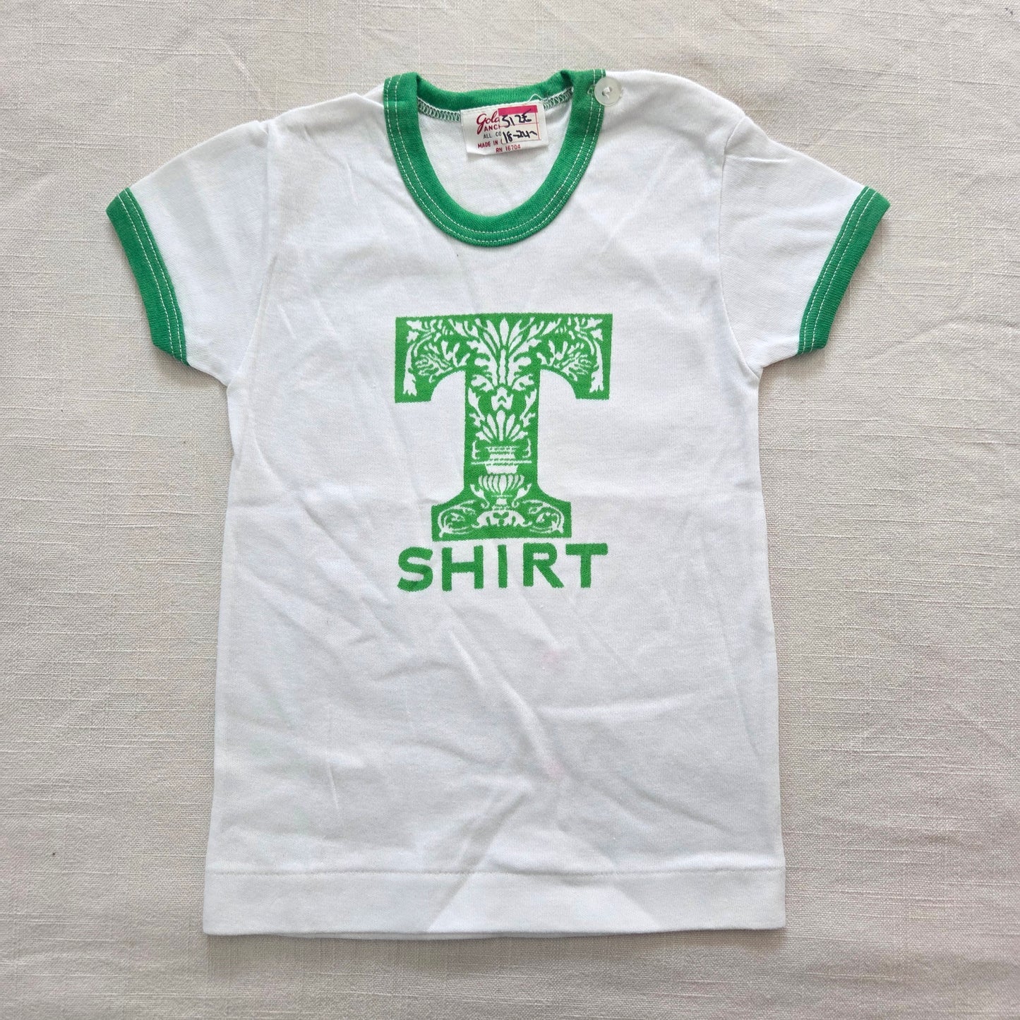 80s Vintage "T-Shirt" Ringer Cotton Tee 18 months