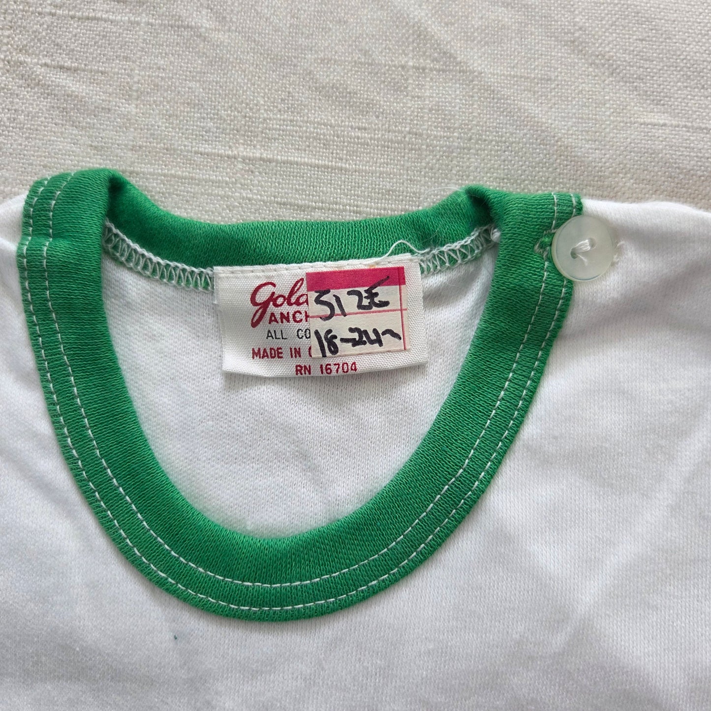 80s Vintage "T-Shirt" Ringer Cotton Tee 18 months