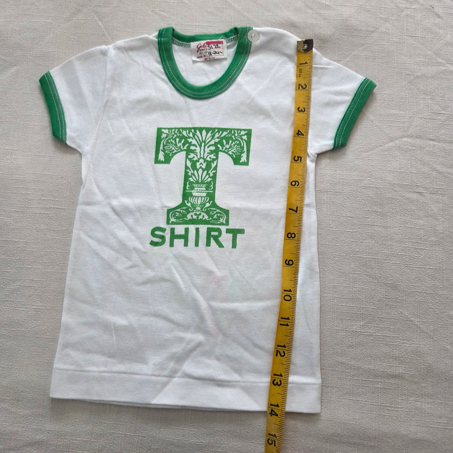 80s Vintage "T-Shirt" Ringer Cotton Tee 18 months