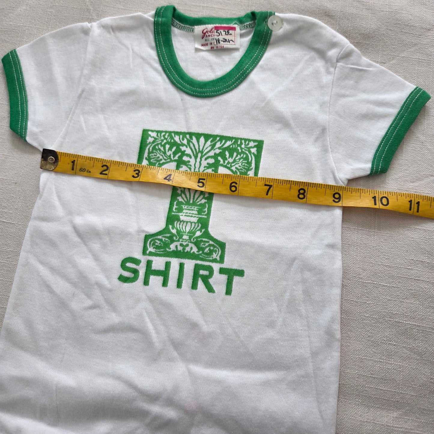 80s Vintage "T-Shirt" Ringer Cotton Tee 18 months