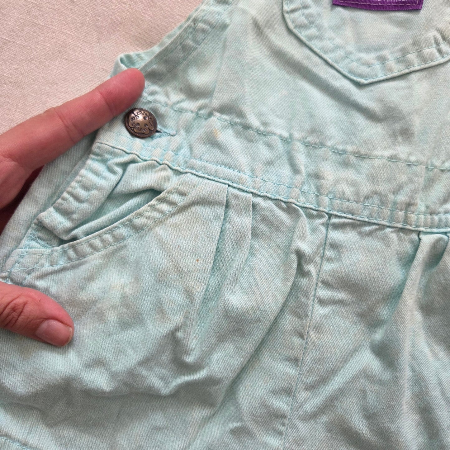 80s Vintage Oshkosh Light Blue Shortalls 12 months