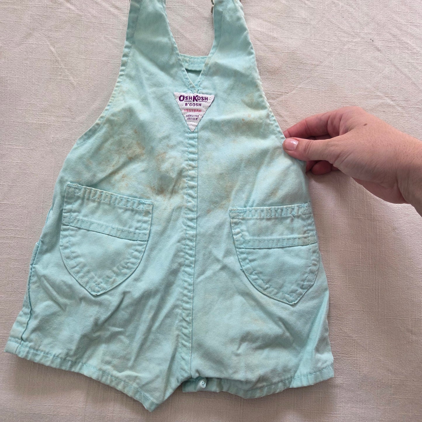 80s Vintage Oshkosh Light Blue Shortalls 12 months