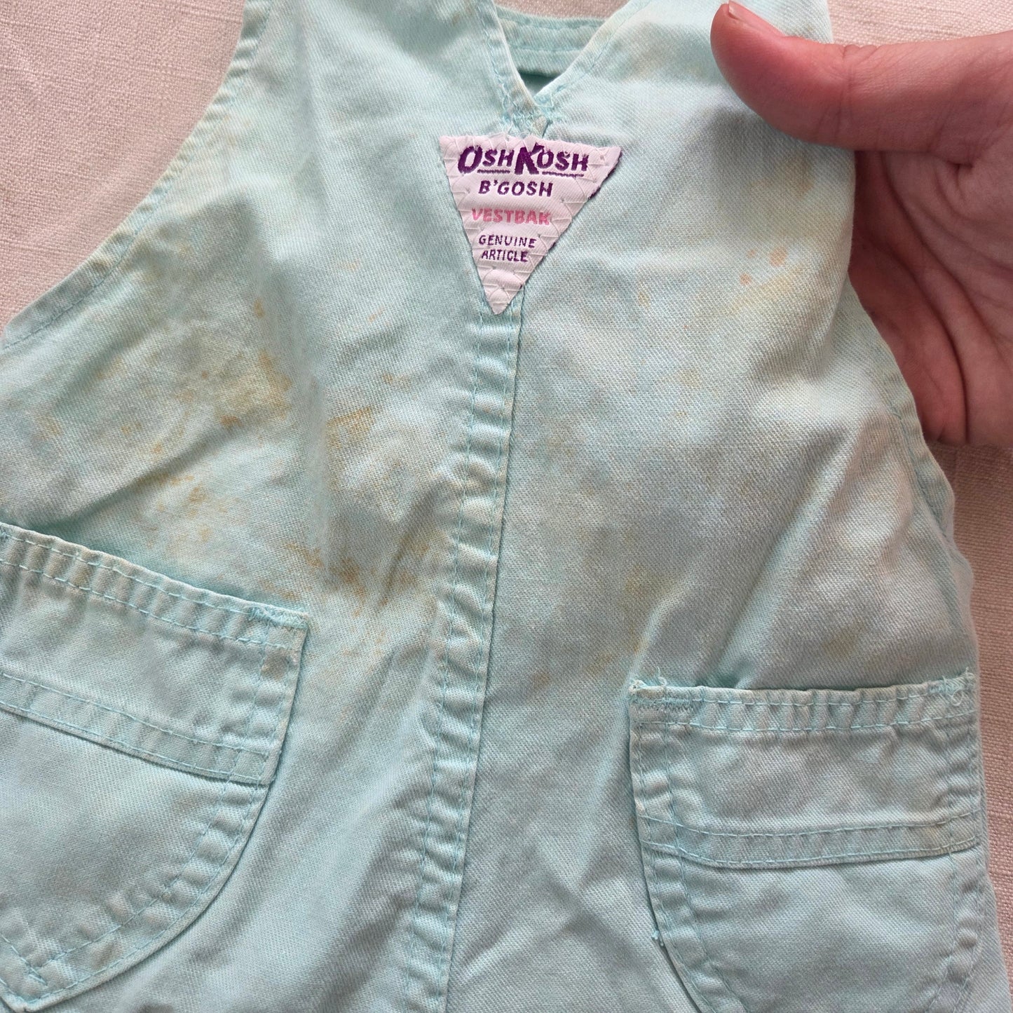 80s Vintage Oshkosh Light Blue Shortalls 12 months
