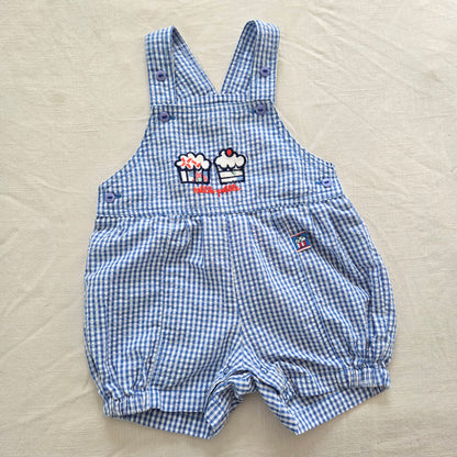 90s Vintage Cupcake Gingham Bubble Shortalls 12 months