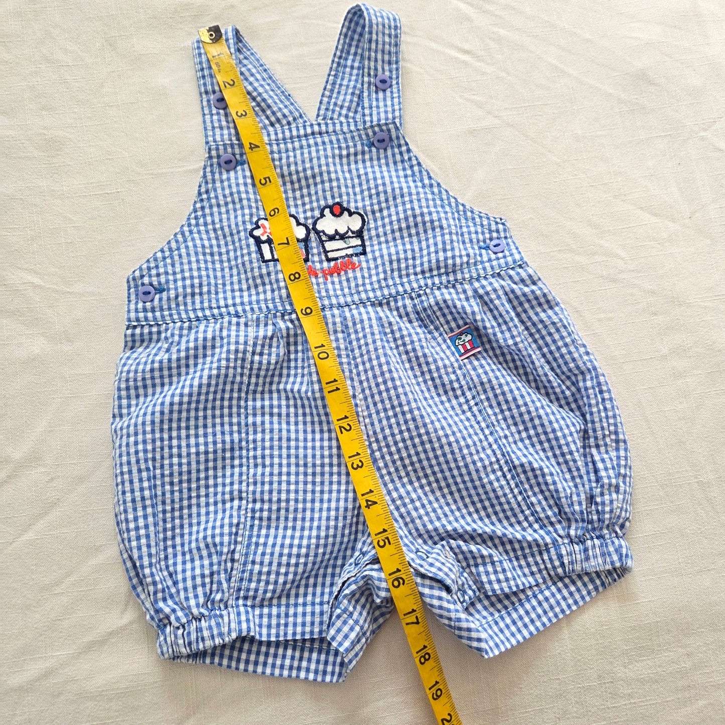 90s Vintage Cupcake Gingham Bubble Shortalls 12 months