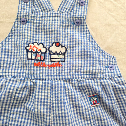 90s Vintage Cupcake Gingham Bubble Shortalls 12 months