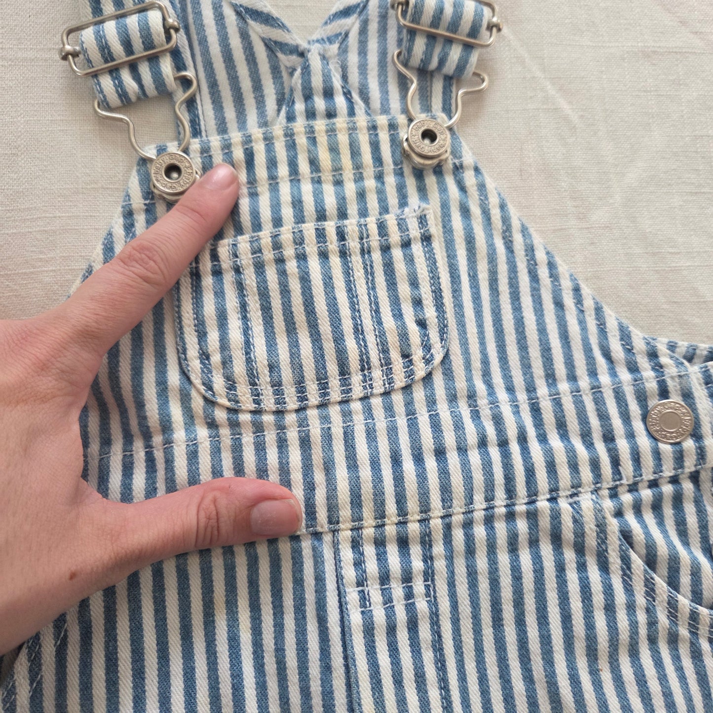 90s Vintage Gap Striped Denim Shortalls 3-6 months