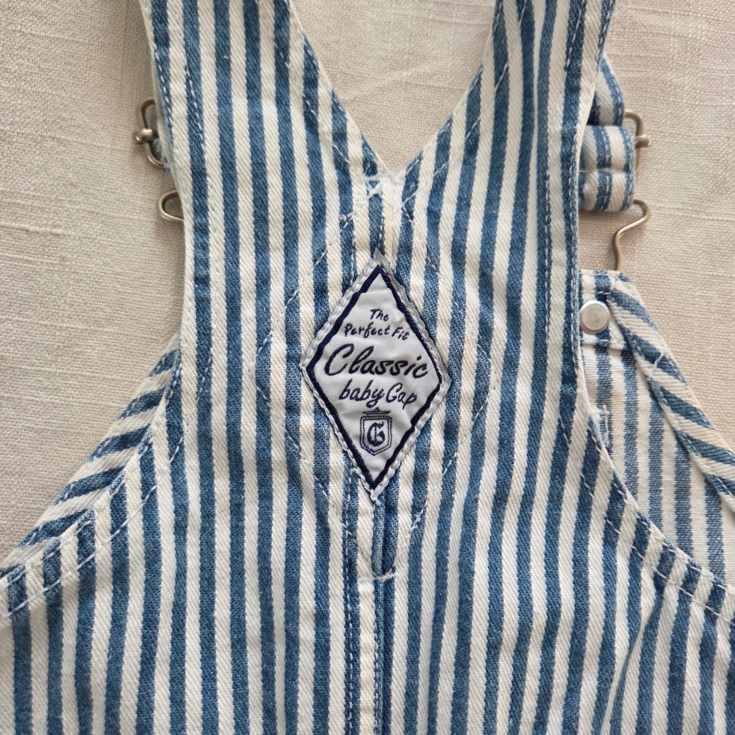 90s Vintage Gap Striped Denim Shortalls 3-6 months